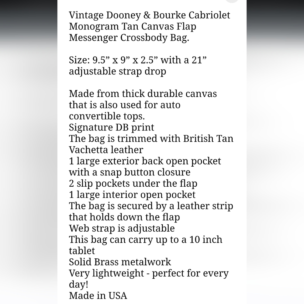 Dooney & Bourke Cabriolet Monogram tan canvas leather flap messenger crossbody - Picture 12 of 15